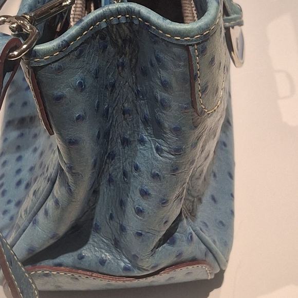 EUC Dooney & Bourke Teal Ostrich Leather 2-Way Medium Top Handle Satchel OS - Picture 16 of 16